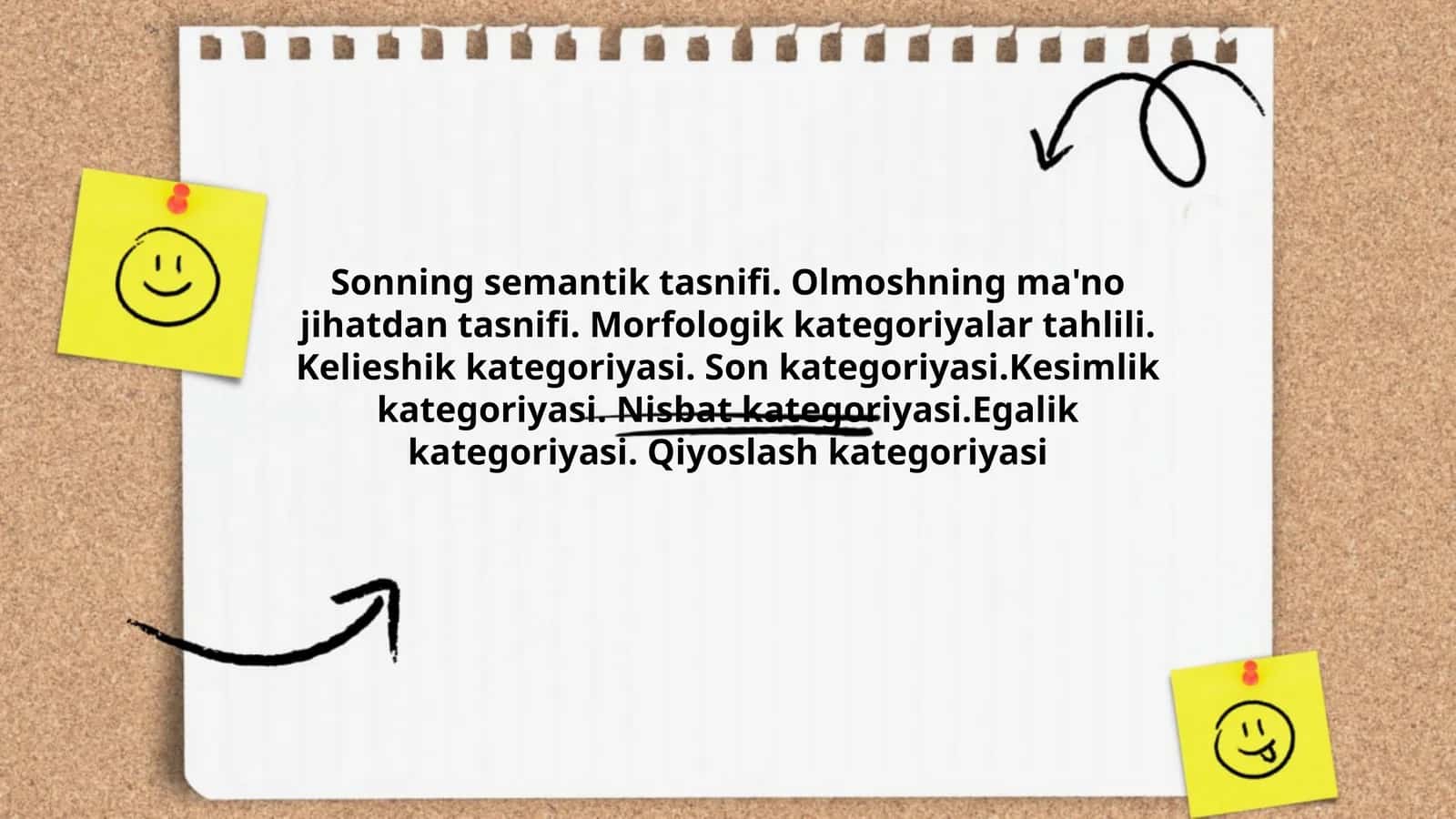 Sonning semantik tasnifi. Olmoshning ma'no jihatdan tasnifi. Morfologik kategoriyalar tahlili. Kelieshik kategoriyasi. Son kategoriyasi.Kesimlik kategoriyasi. Nisbat kategoriyasi.Egalik kategoriyasi. Qiyoslash kategoriyasi