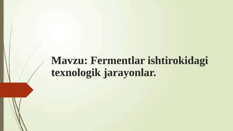 Fermentlar ishtirokida g'atexnologik jarayonlar