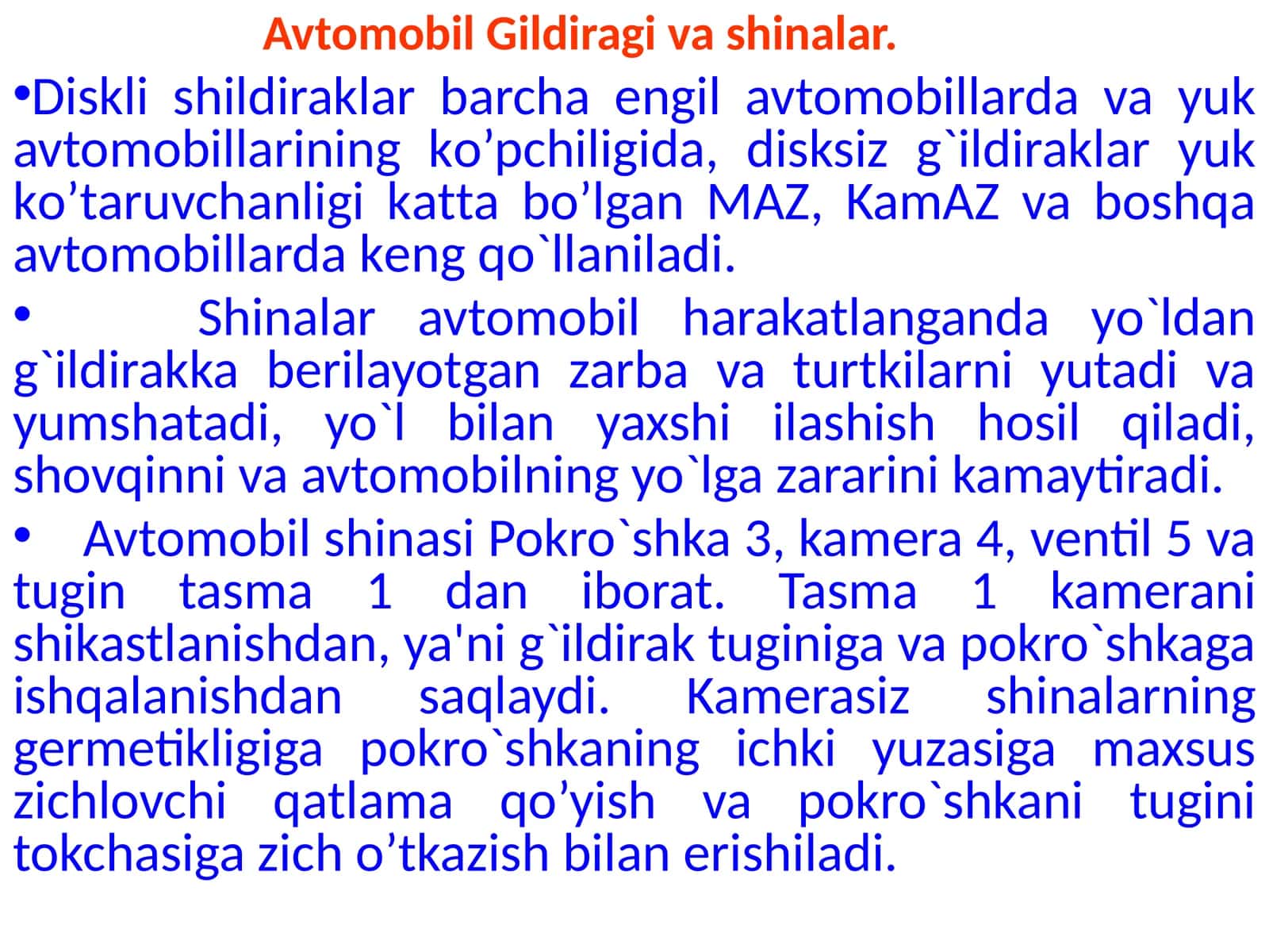 Avtomobil Gildiragi va shinalar