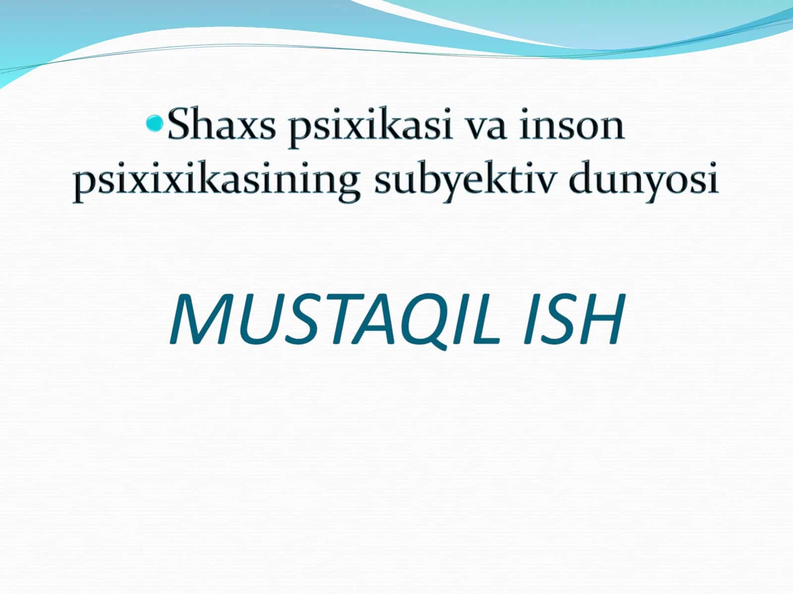 Shaxs psixologiyasi