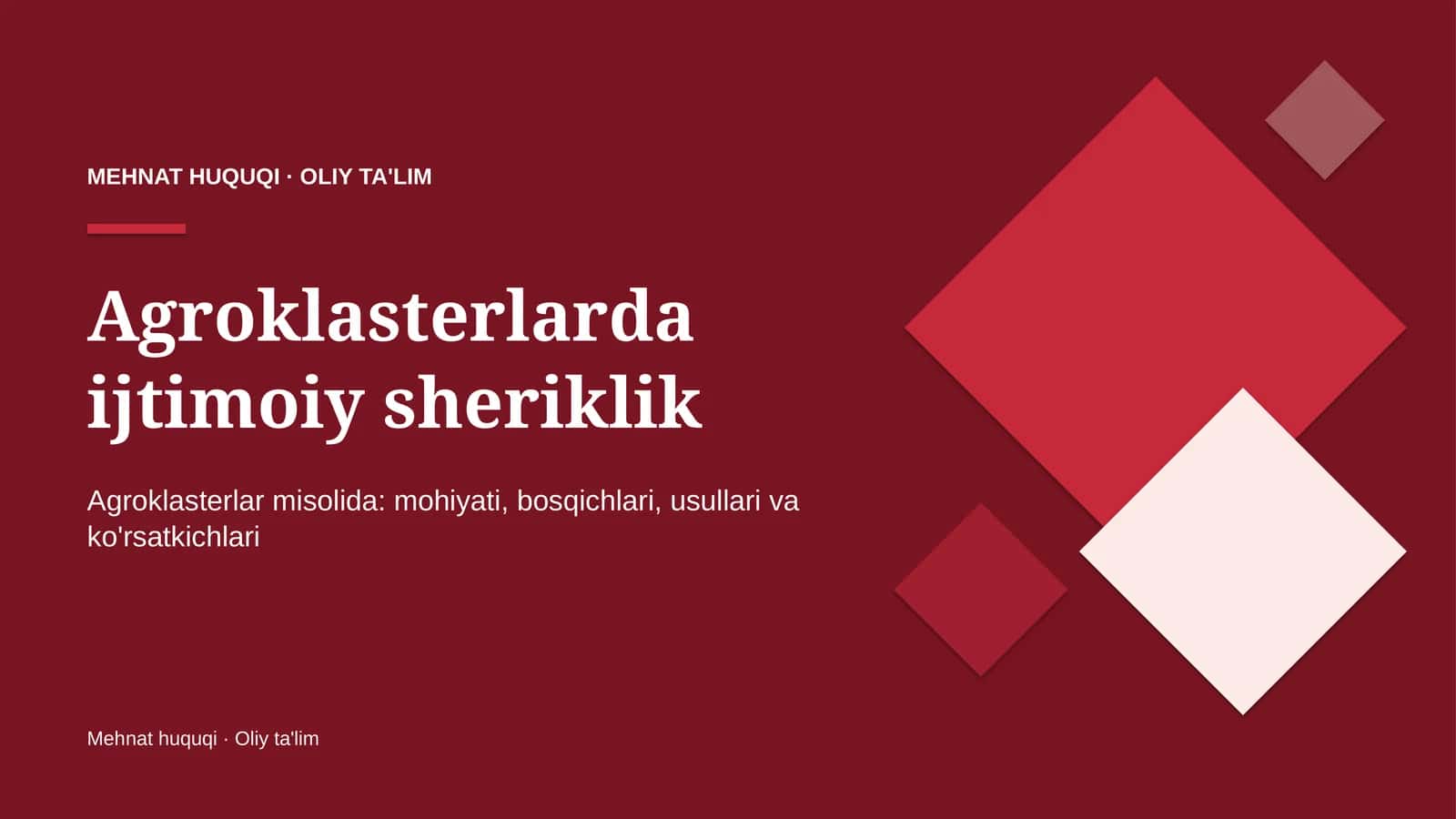 Agroklasterlarda ijtimoiy sheriklik