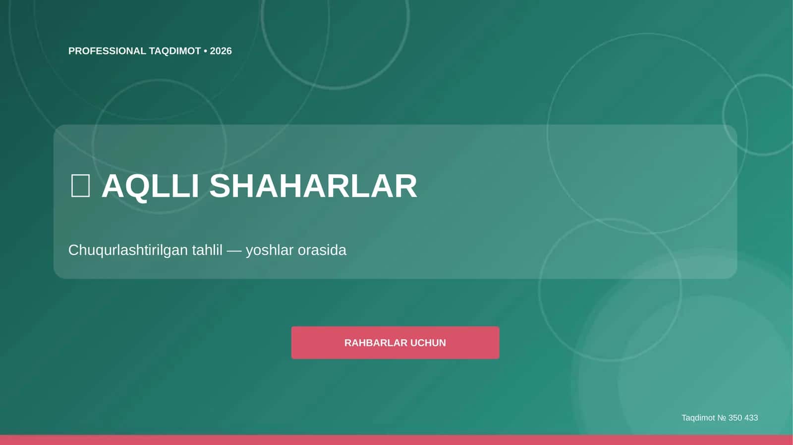 Aqlli shaharlar: chuqurlashtirilgan tahlil (yoshlar orasida) [rahbarlar uchun]