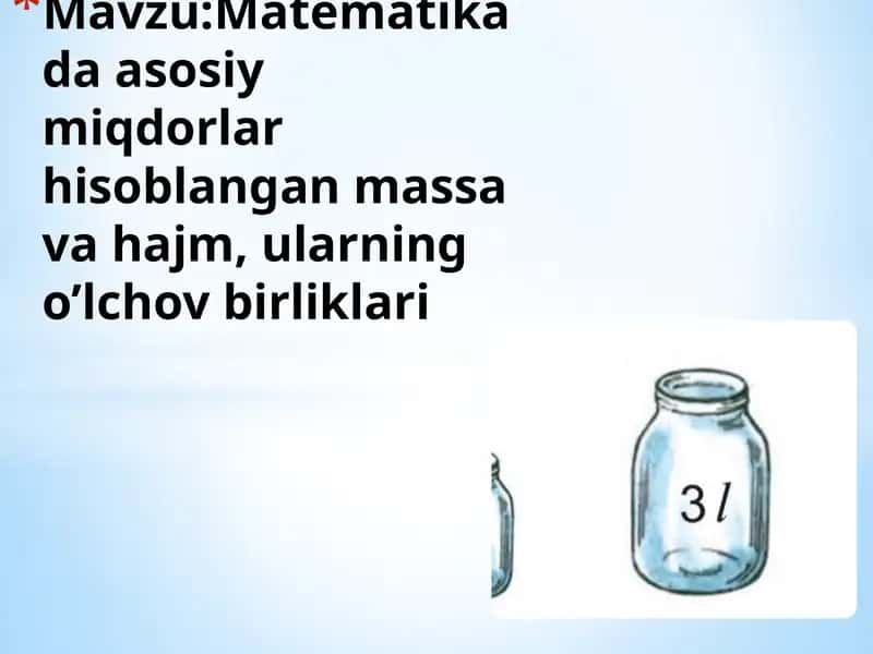 Massa va Hajm Tushunchalari