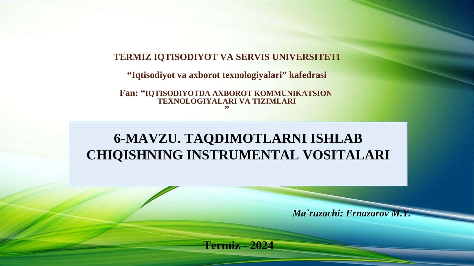 TAQDIMOTLARNI ISHLAB CHIQISHNING INSTRUMЕNTAL VOSITALARI