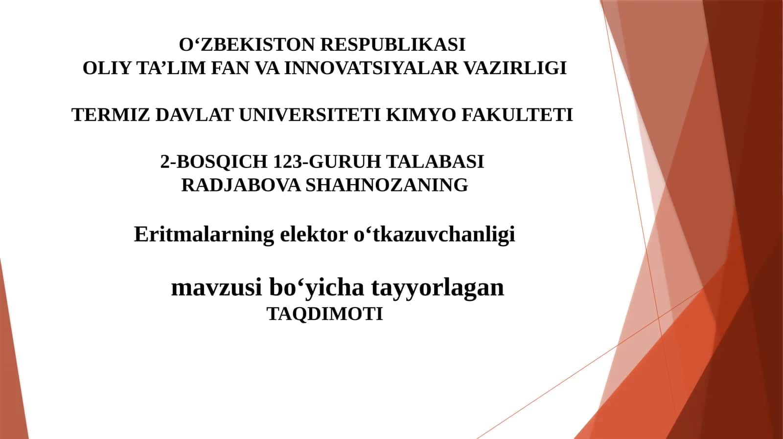 Eritmalarning elektro o‘tkazuvchanligi