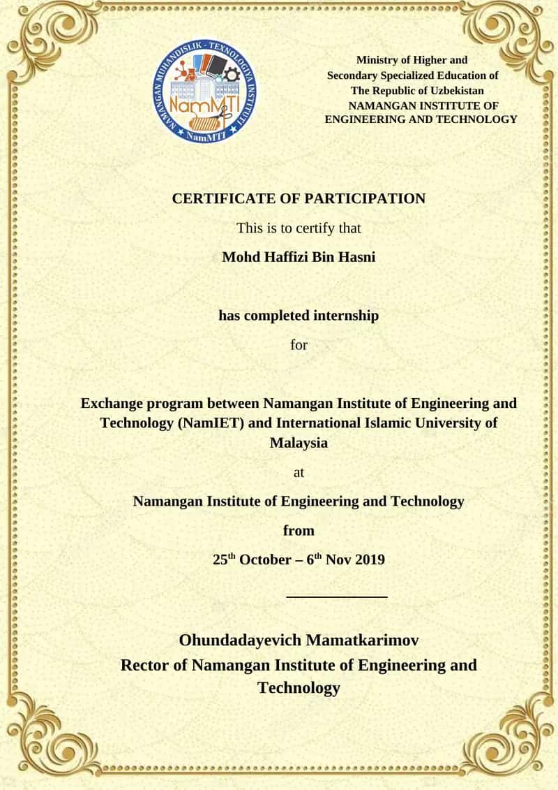 Certificate of Participation