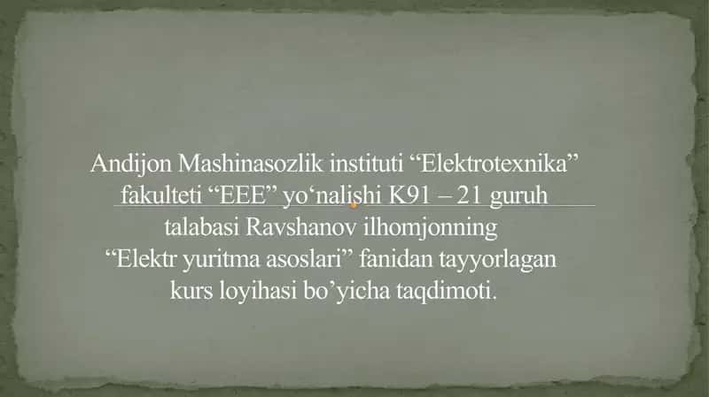 Elektr yuritma mexanikasi