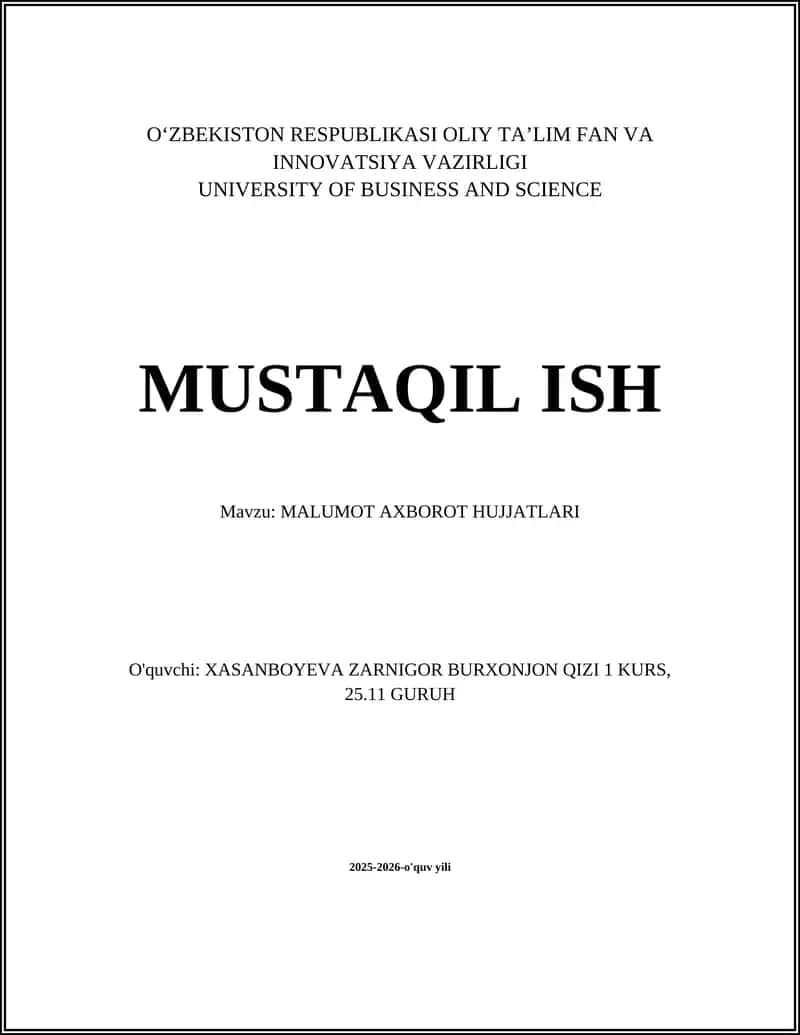 MALUMOT AXBOROT HUJJATLARI