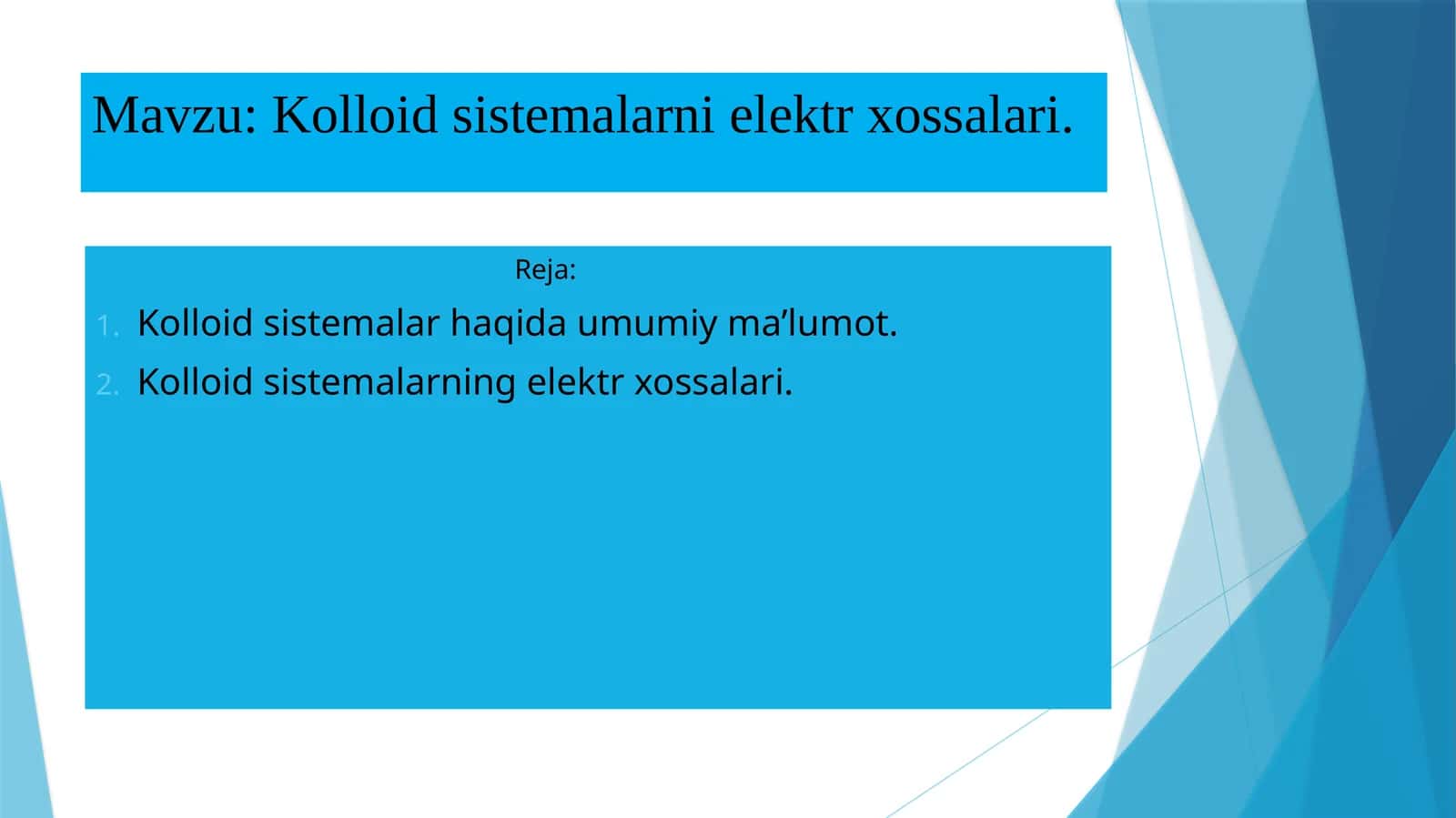 Kolloid sistemalarni elektr xossalari
