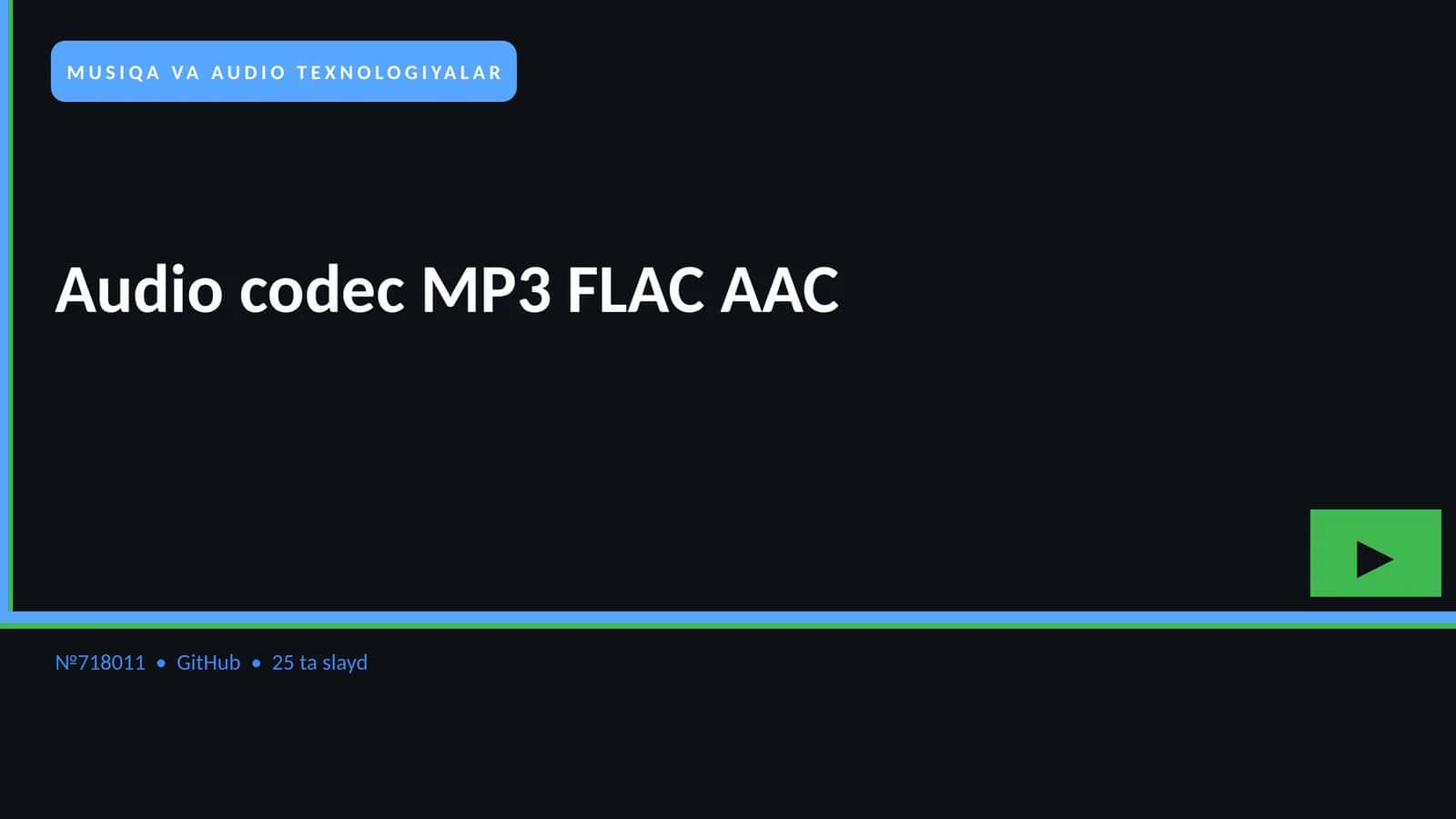 MUSIQA VA AUDIO TEXNOLOGIYALAR