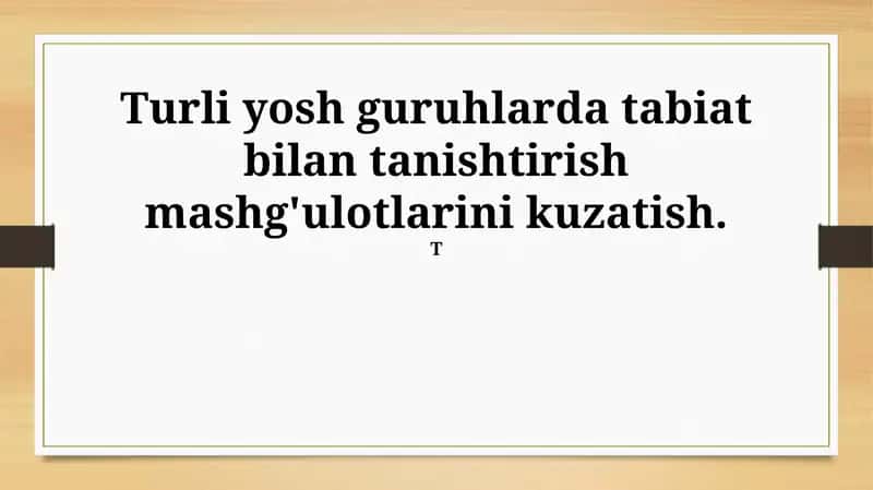 Tabiat bilan tanishtirish mashg'ulotlari