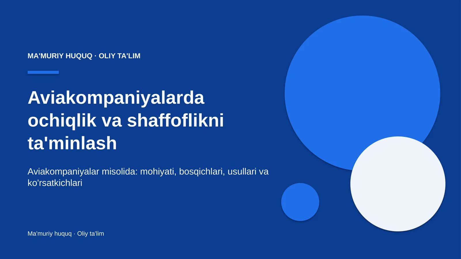 Aviakompaniyalarda ochiqlik va shaffoflikni ta'minlash