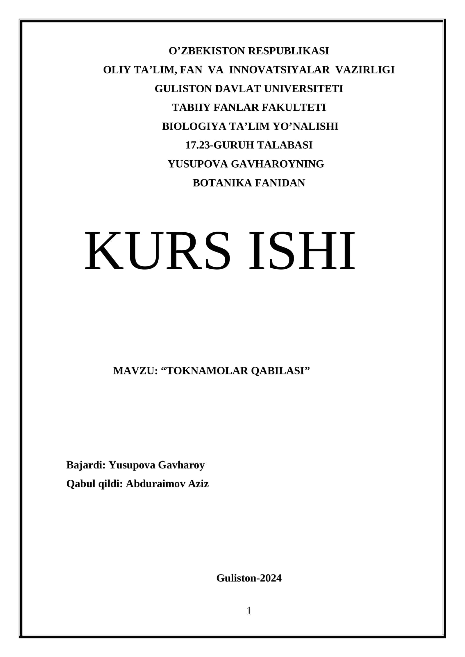 “TOKNAMOLAR QABILASI”