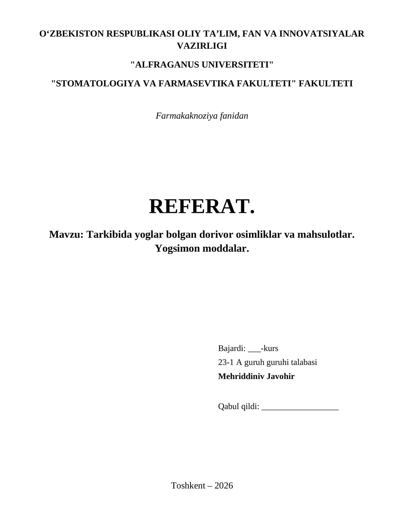 Tarkibida yoglar bolgan dorivor osimliklar va mahsulotlar. Yogsimon moddalar.