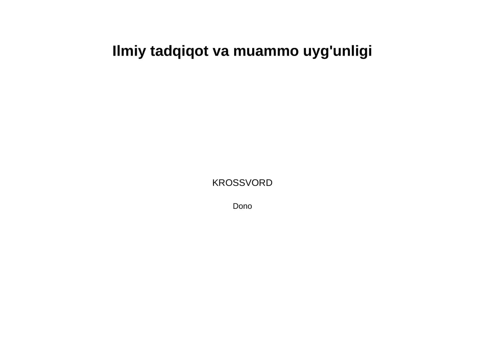 Ilmiy tadqiqot va muammo uyg'unligi