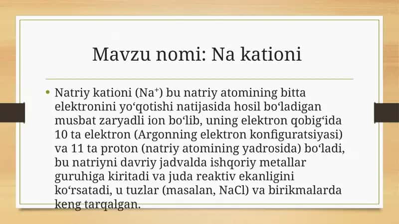 Natriy Kationi