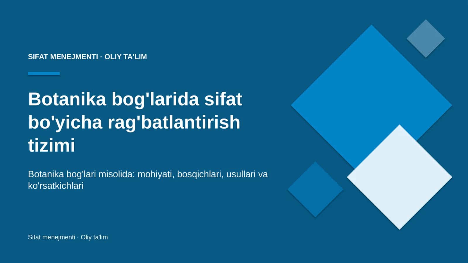 Botanika bog'larida sifat bo'yicha rag'batlantirish tizimi