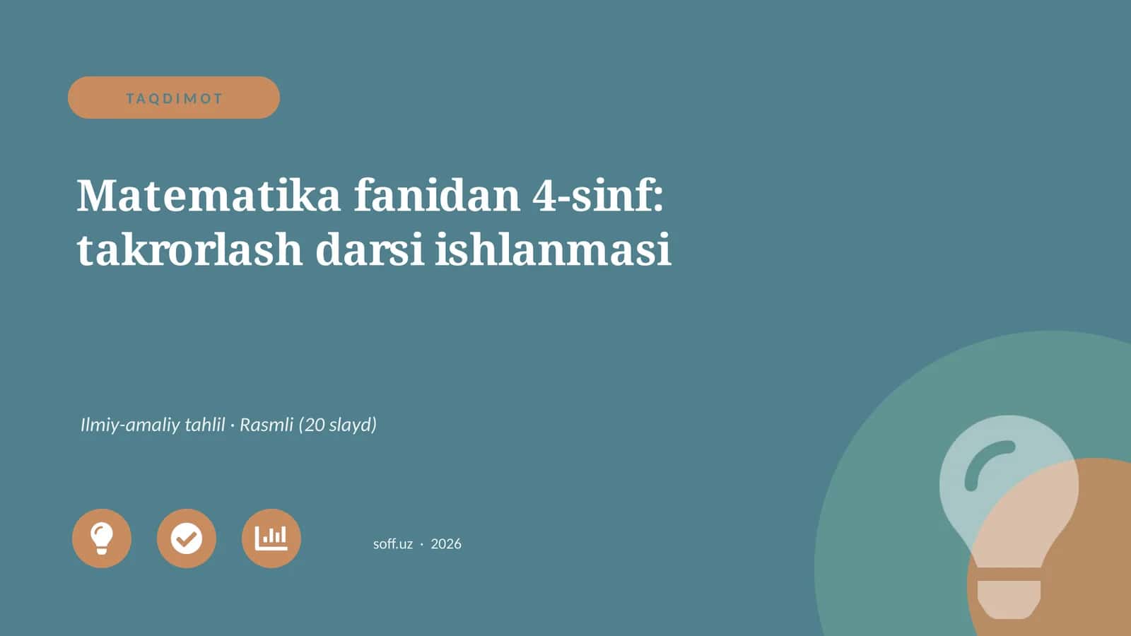 Matematika fanidan 4-sinf: takrorlash darsi ishlanmasi