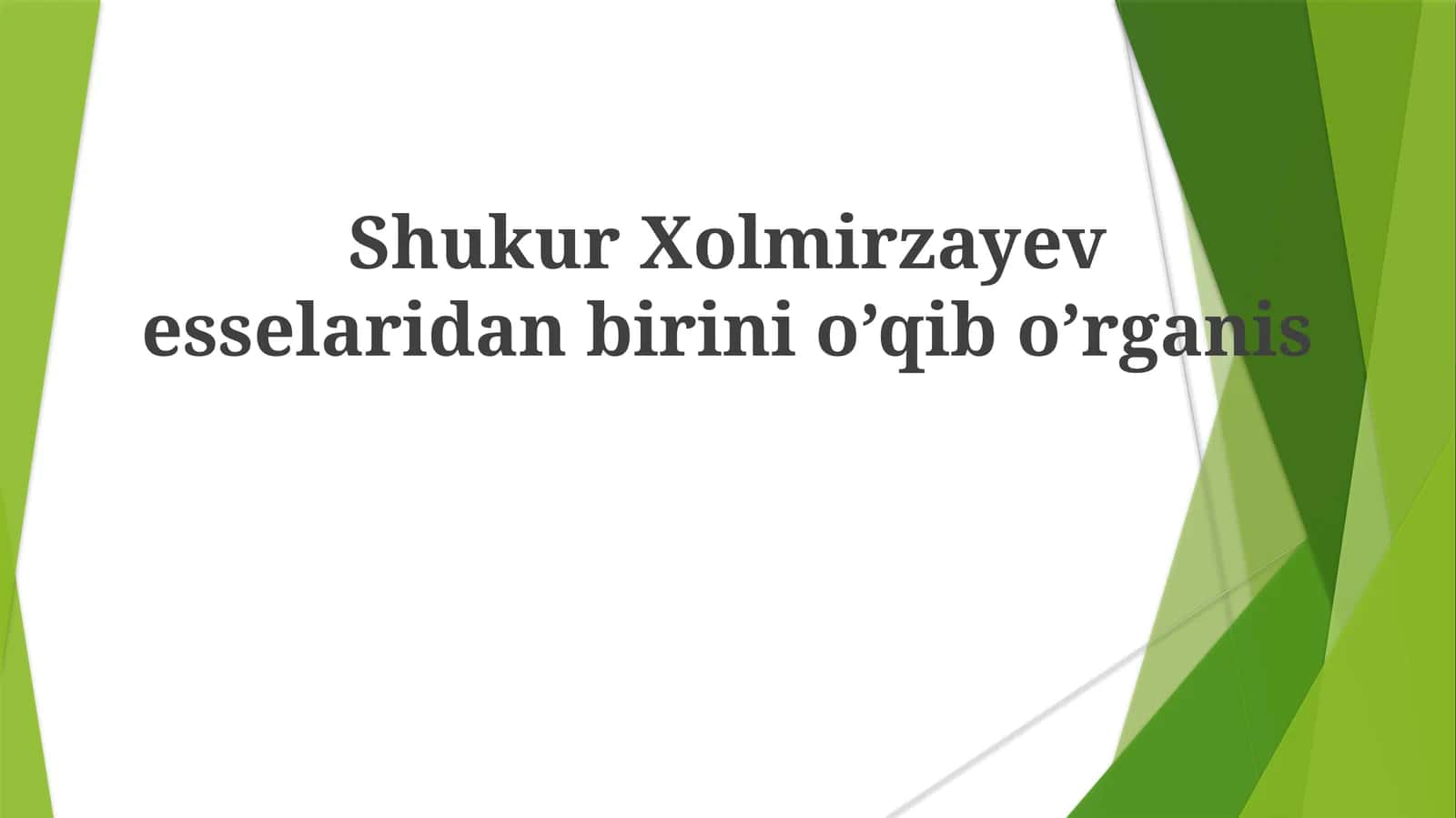 Shukur Xolmirzayevning "Study One" esse'si
