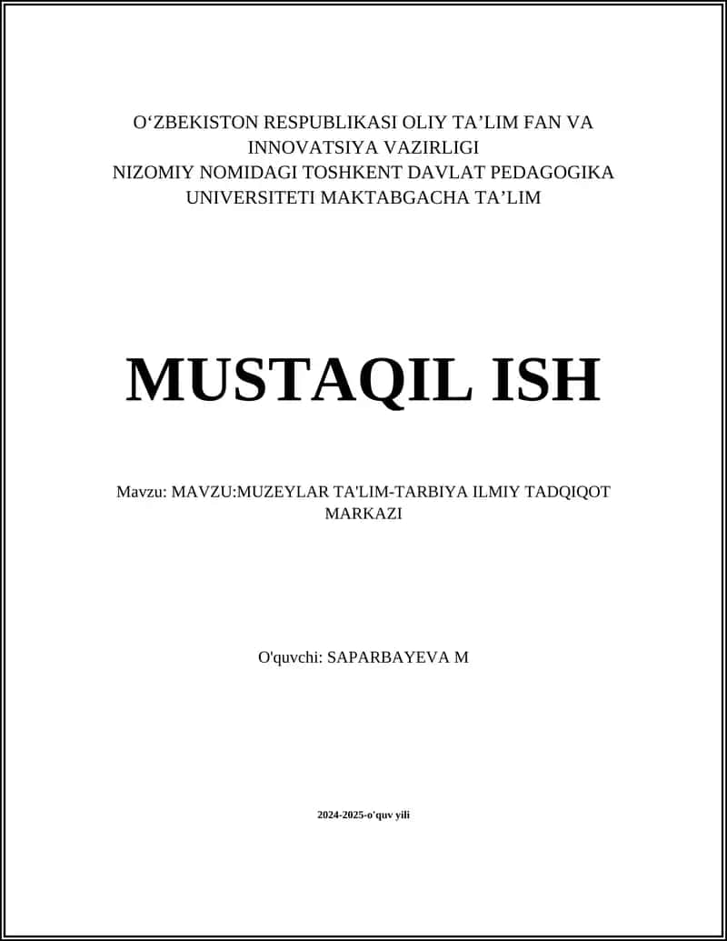 Muzeylar ta'lim-tarbiya ilmiy tadqiqot markazi