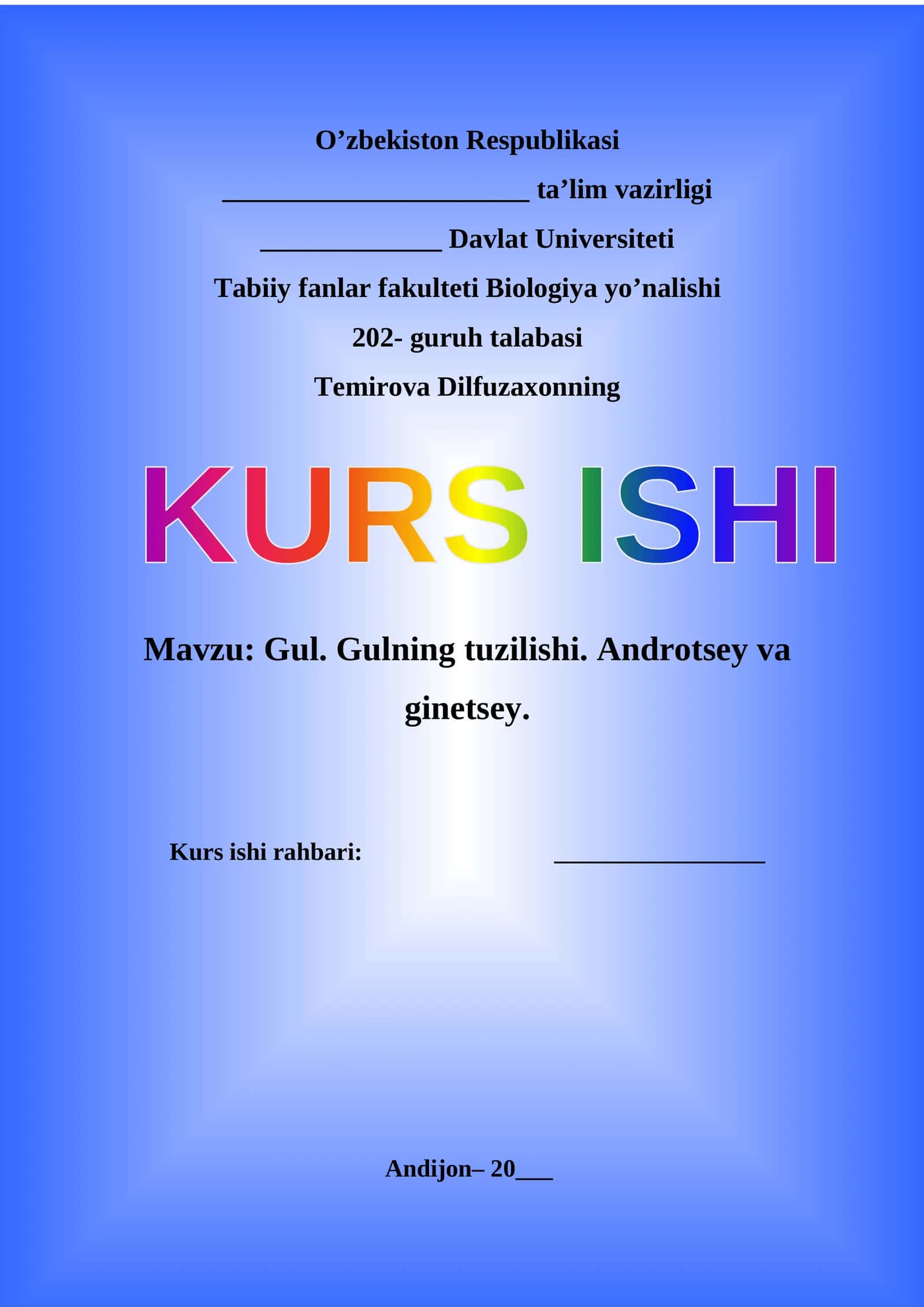 Gul. Gulning tuzilishi. Androtsey va ginetsey