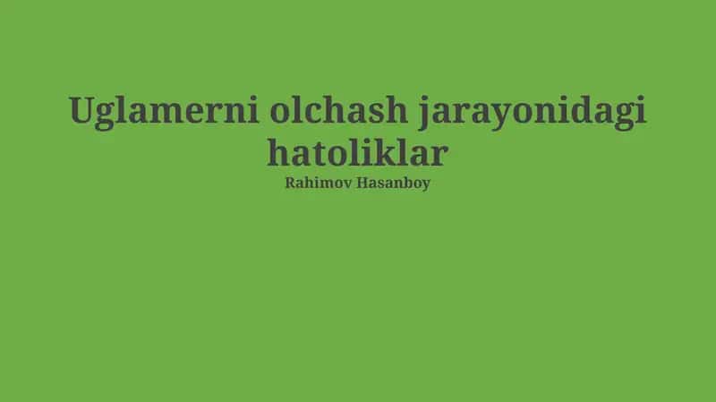 O'lchash Jarayonidagi Xatolar