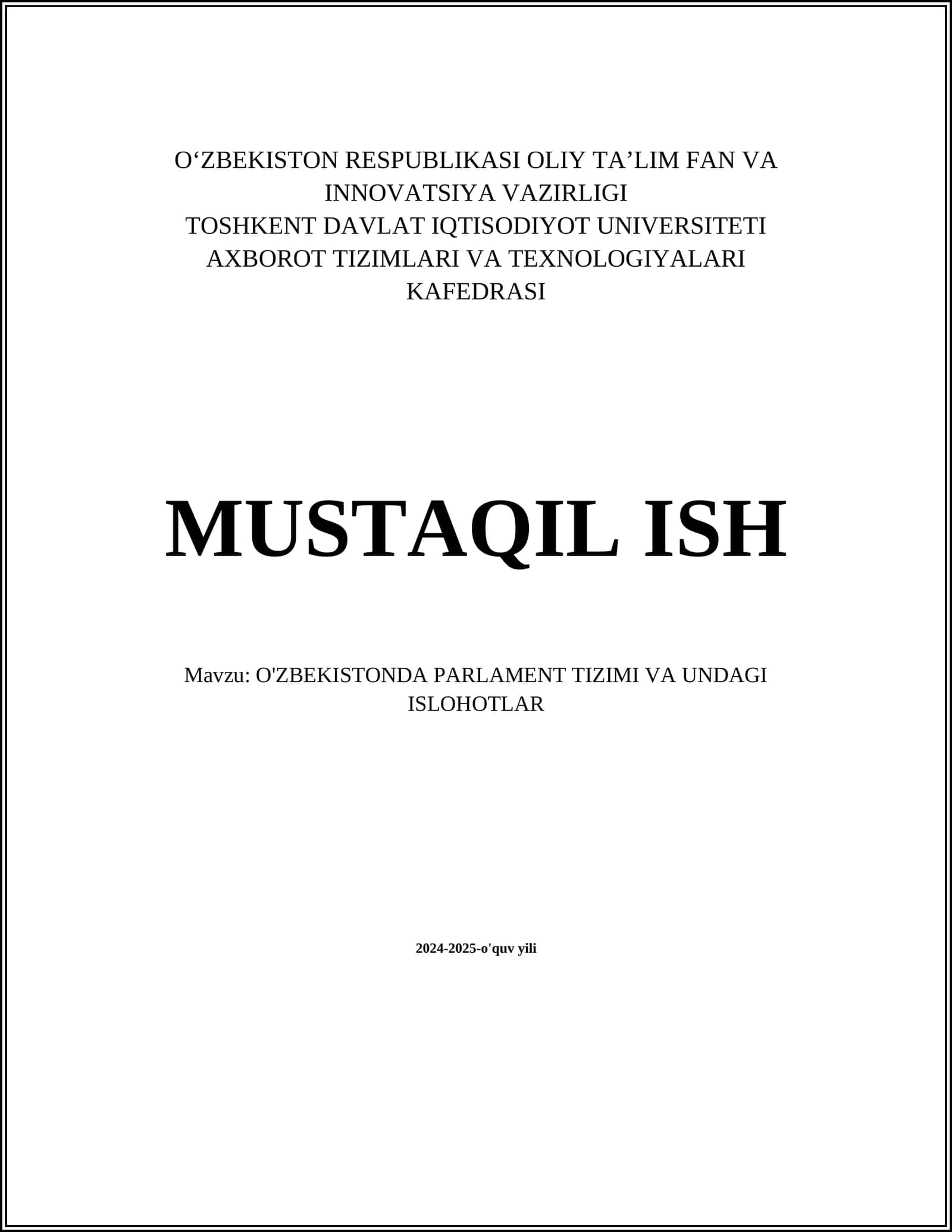 Oliy Majlisning tashkiliy tuzilishi