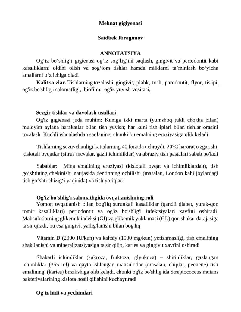 Mehnat gigiyenasi