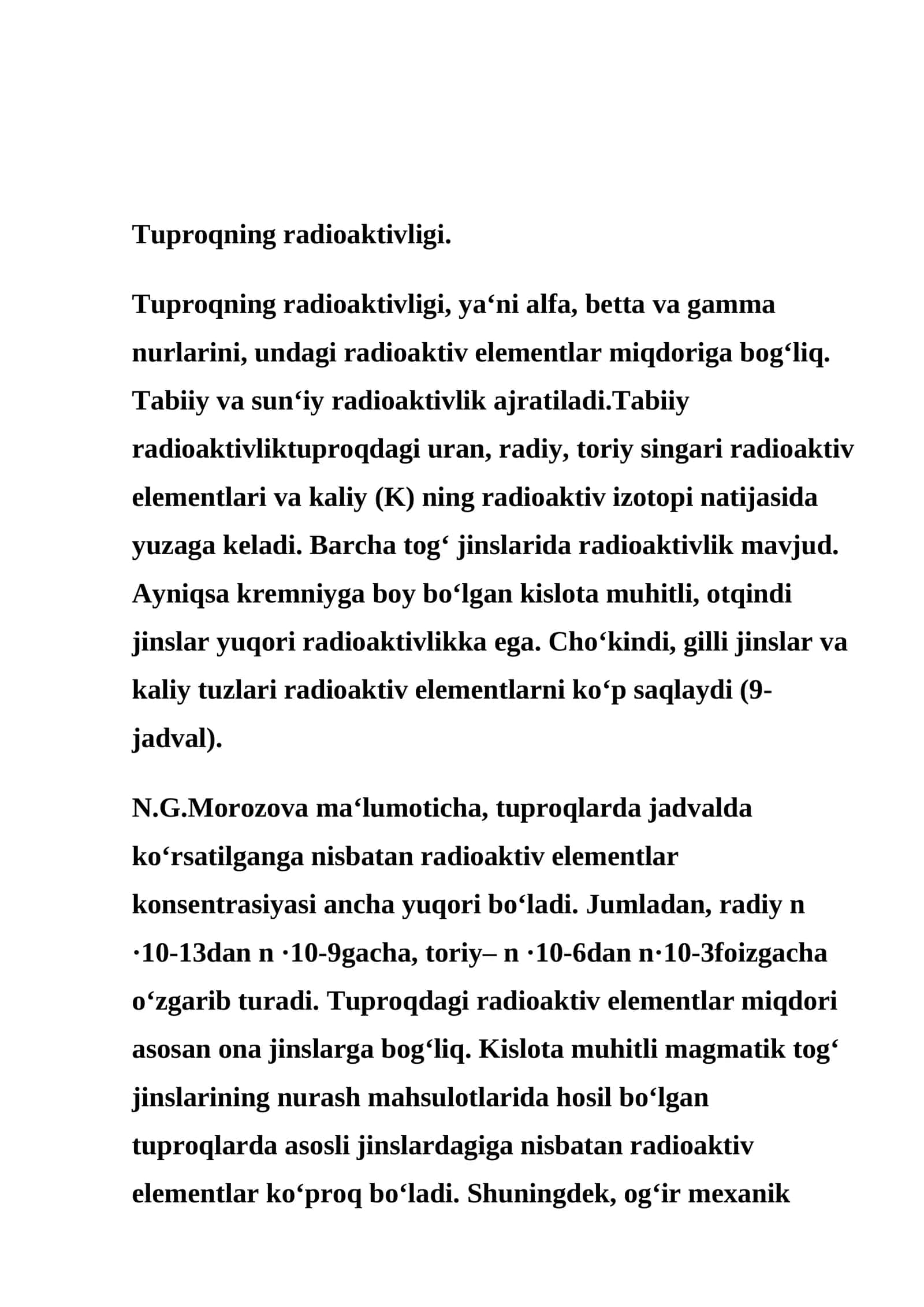 Tuproqning Radioaktivligi