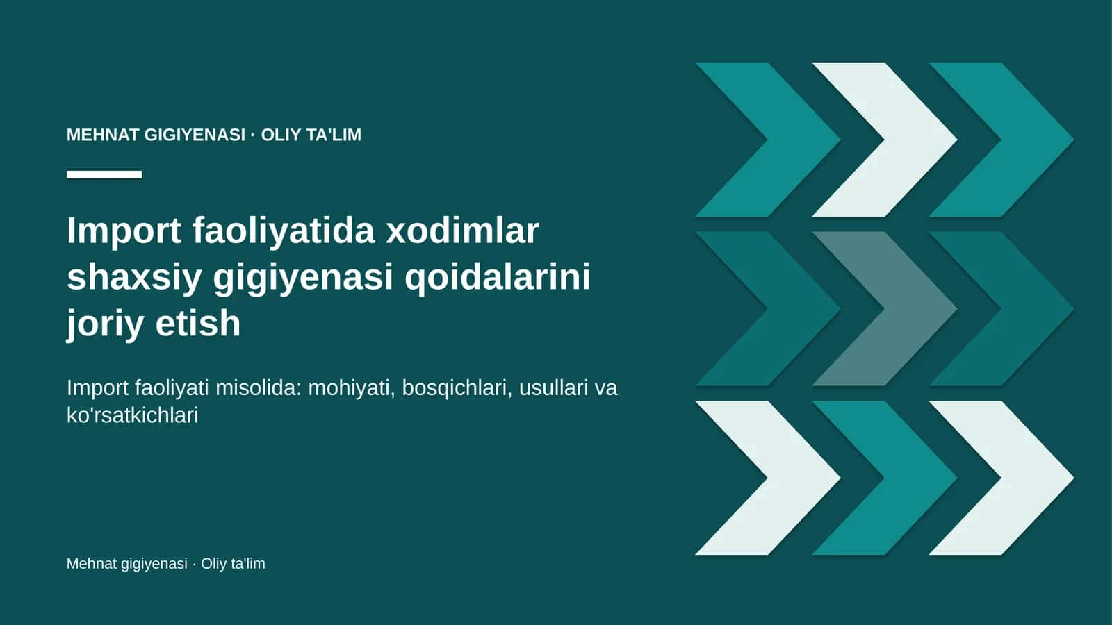 Import faoliyatida xodimlar shaxsiy gigiyenasi qoidalarini joriy etish