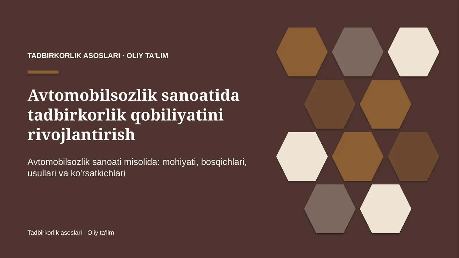Tadbirkorlik Asoslari · Oliy Ta'lim