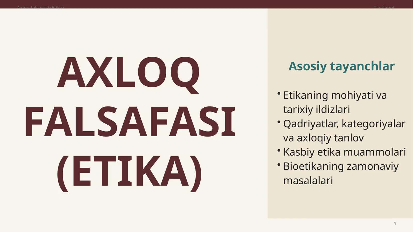 AXLOQ FALSAFASI (ETIKA)