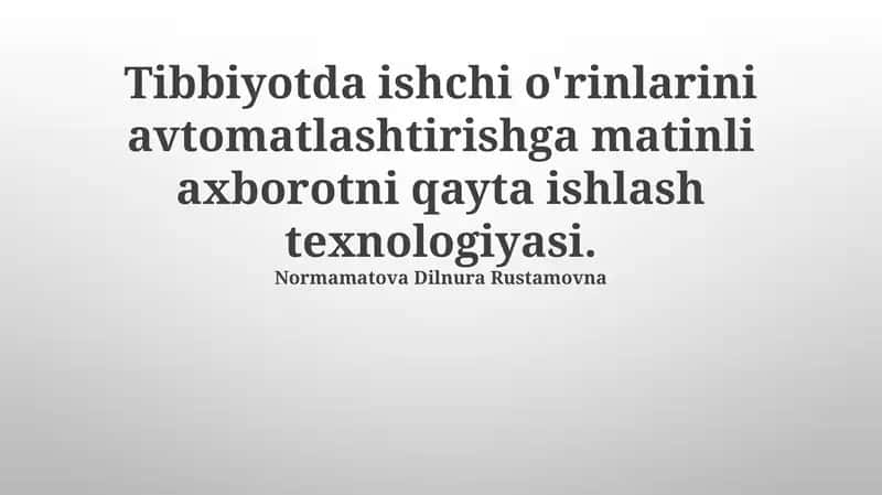 Tibbiy Hujjatlarni Avtomatlashtirish