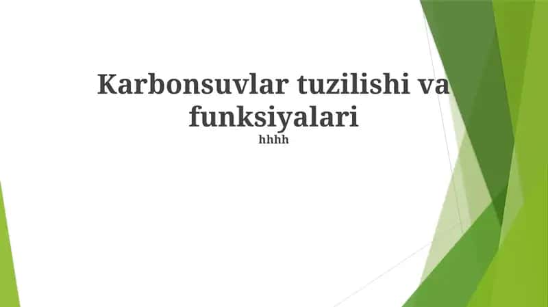 Karbonsuvlar tuzilishi va funksiyalari