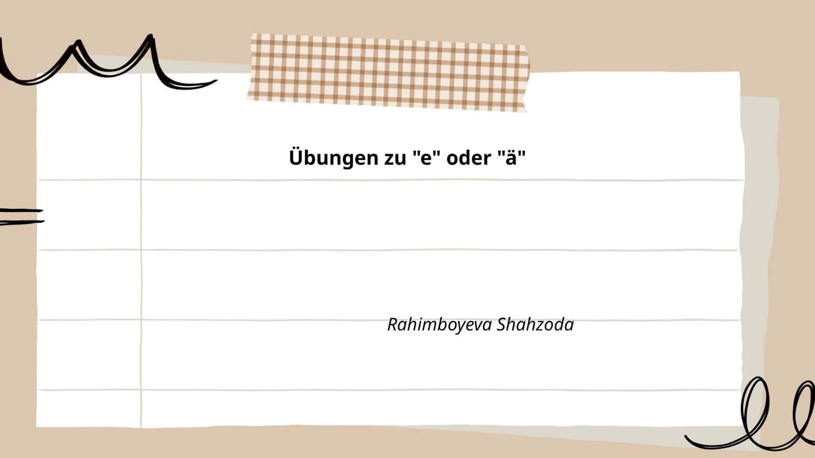 Wortschatzübungen zu "e" und "ä"