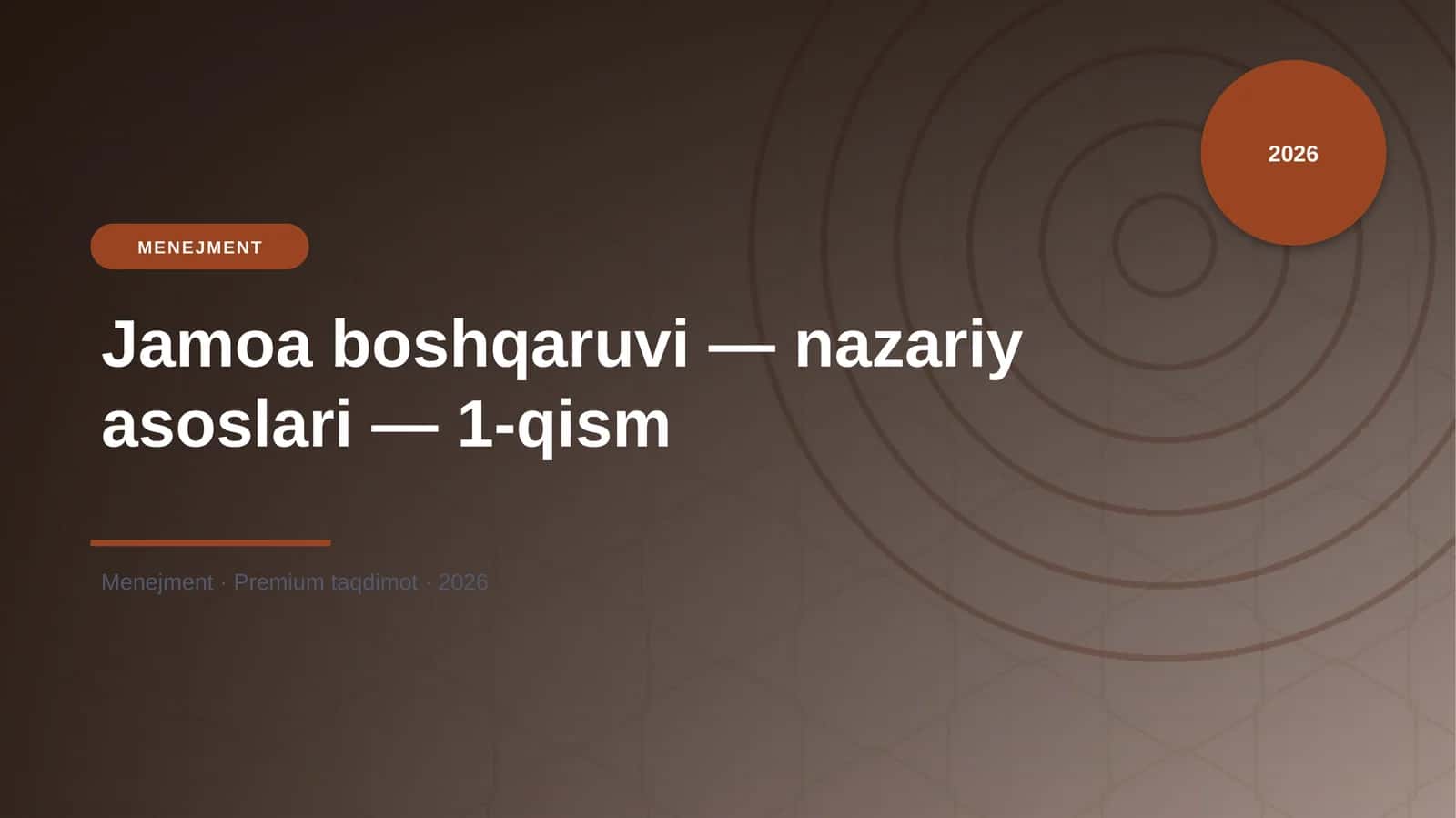 Jamoa boshqaruvi — nazariy asoslari — 1-qism