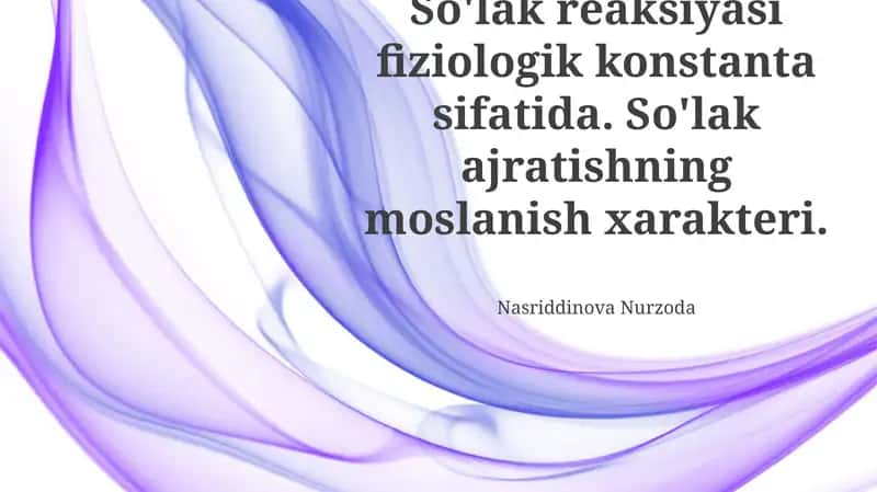 So'lak ajratish reaksiyasi fiziologik konstanta sifatida