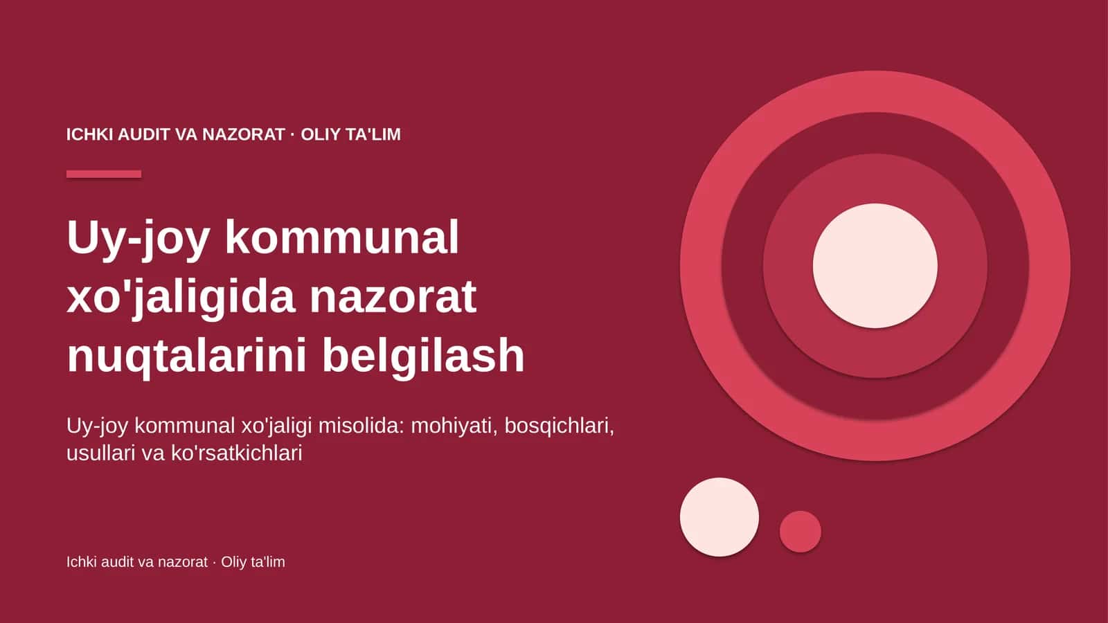 Uy-joy kommunal xo'jaligida nazorat nuqtalarini belgilash