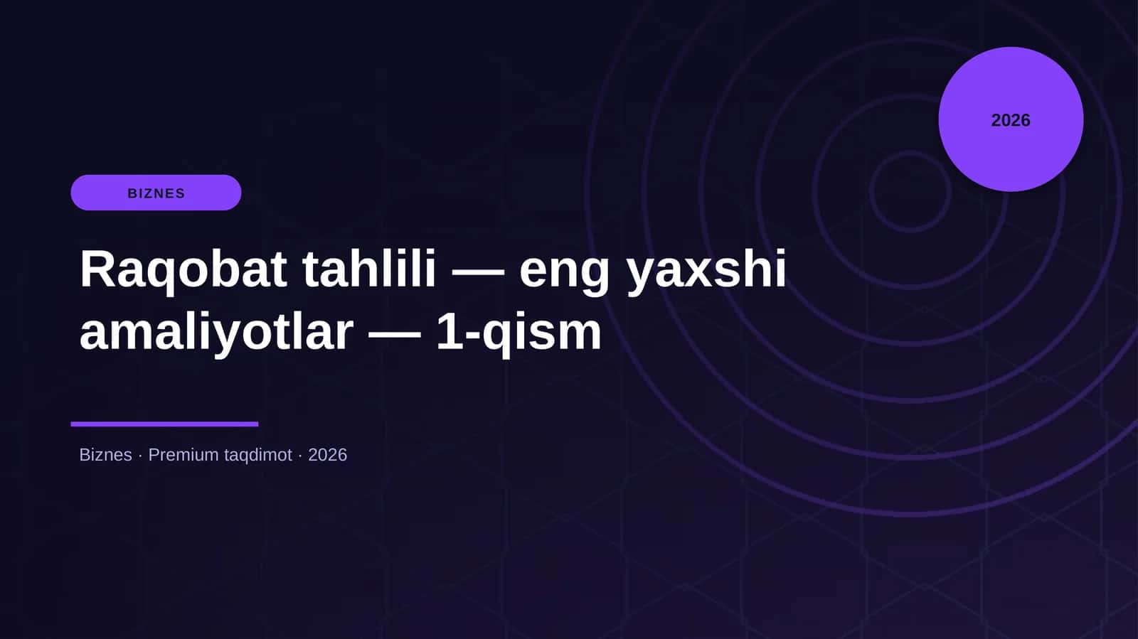 Raqobat Tahlili - Eng Yaxshi Amaliyotlar - 1-qism