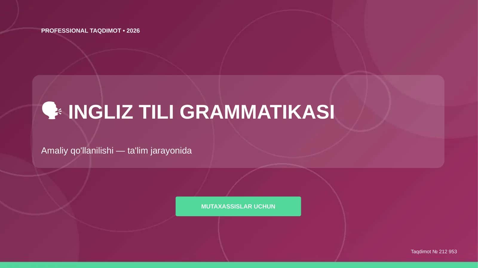 INGLIZ TILI GRAMMATIKASI