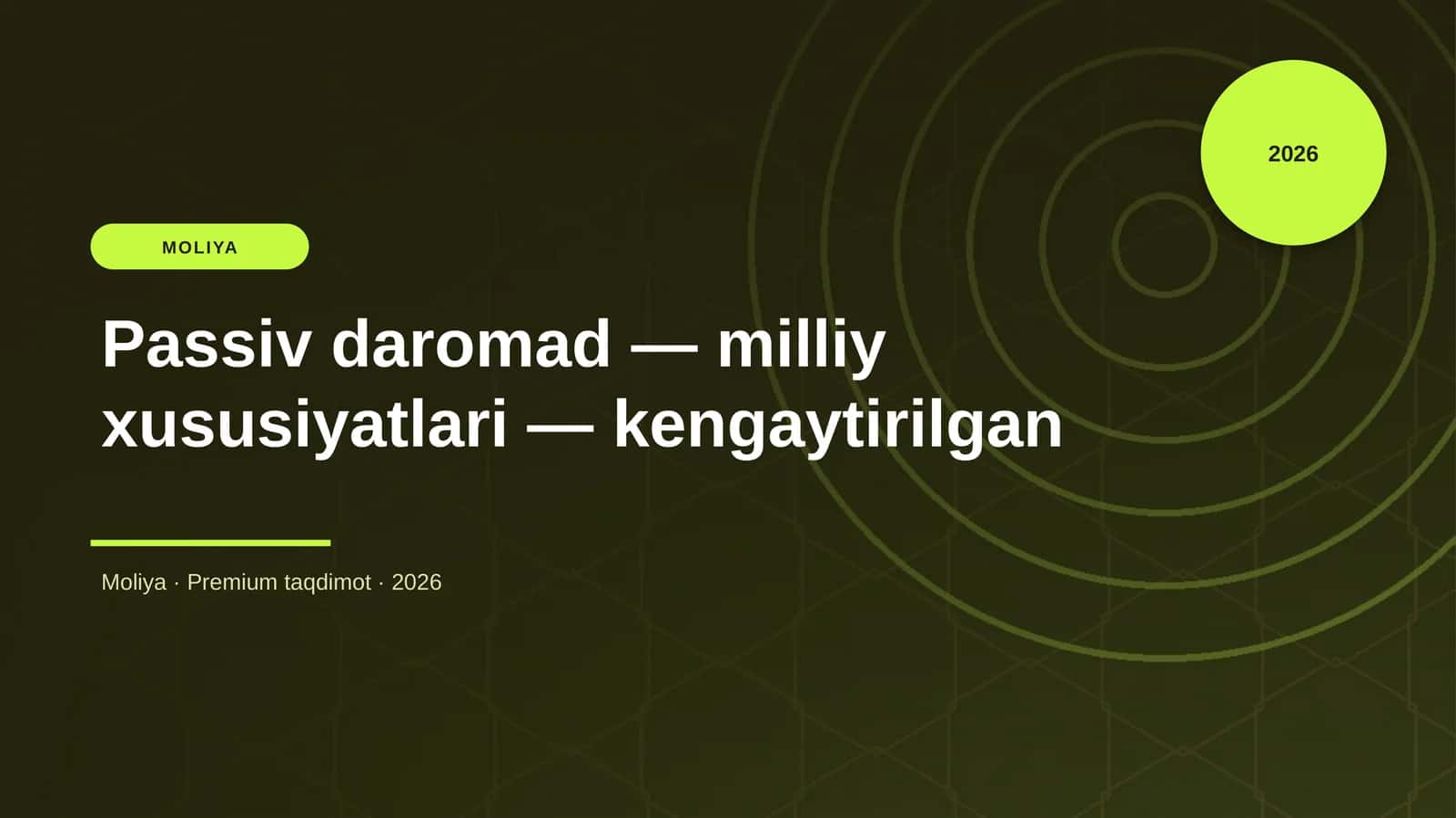 Passiv daromad — milliy xususiyatlari — kengaytirilgan