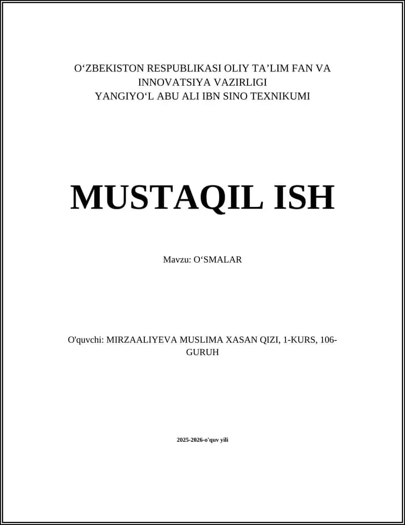 OʻSMALAR