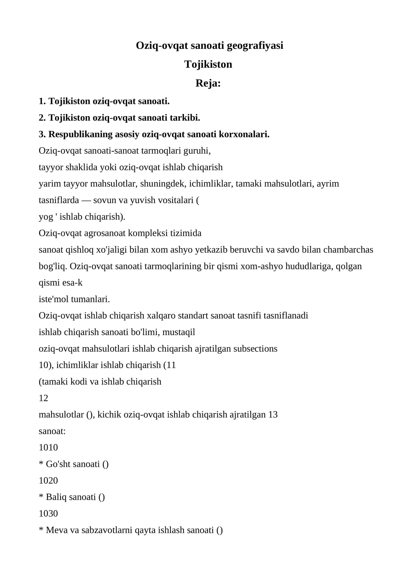 Oziq-ovqat sanoati geografiyasi