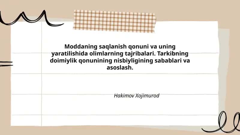 Lavoaziyer va moddaning saqlanish qonuni