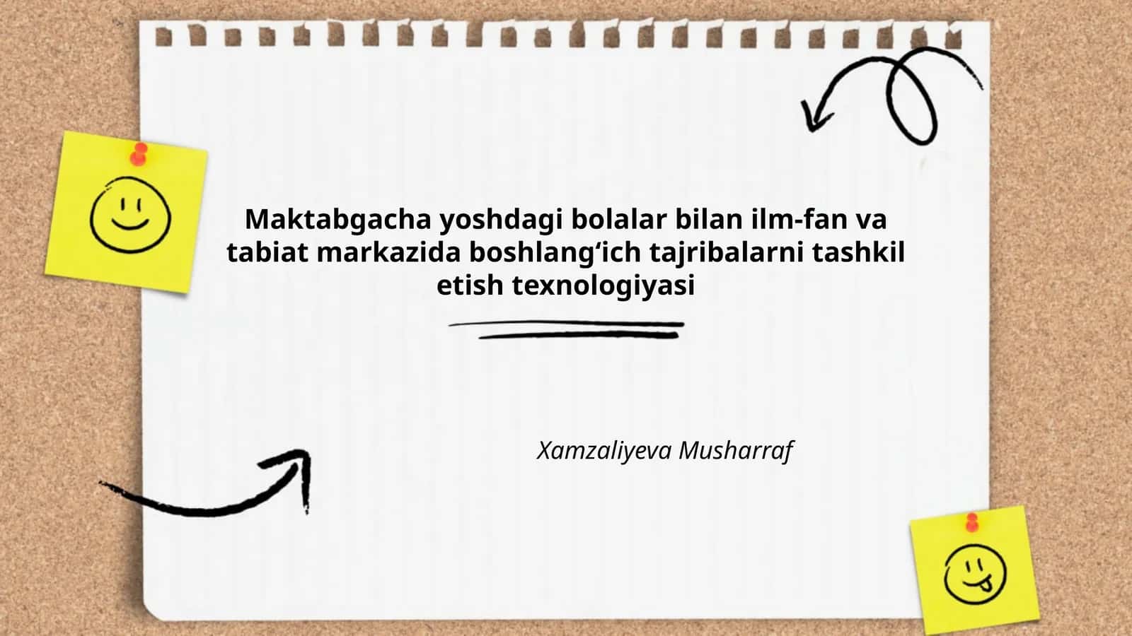 Maktabgacha yoshdagi bolalar bilan ilm-fan va tabiat markazida boshlang‘ich tajribalarni tashkil etish texnologiyasi