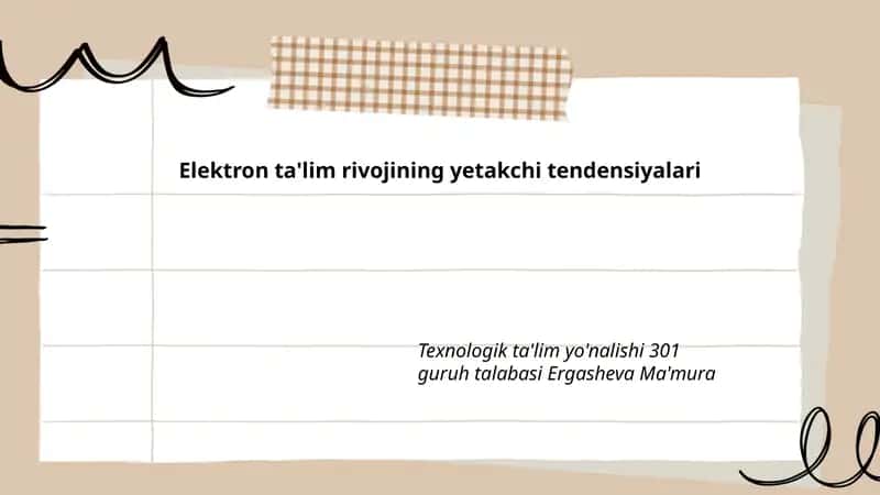 Elektron ta'lim rivojining yetakchi tendensiyalari