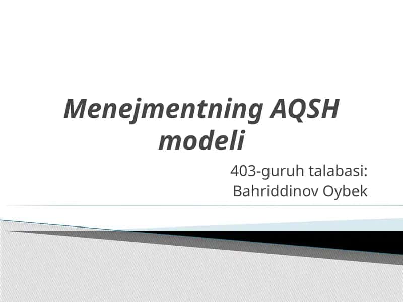Menejmentning AQSh modeli