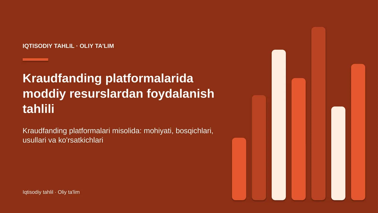 Kraudfanding platformalarida moddiy resurslardan foydalanish tahlili