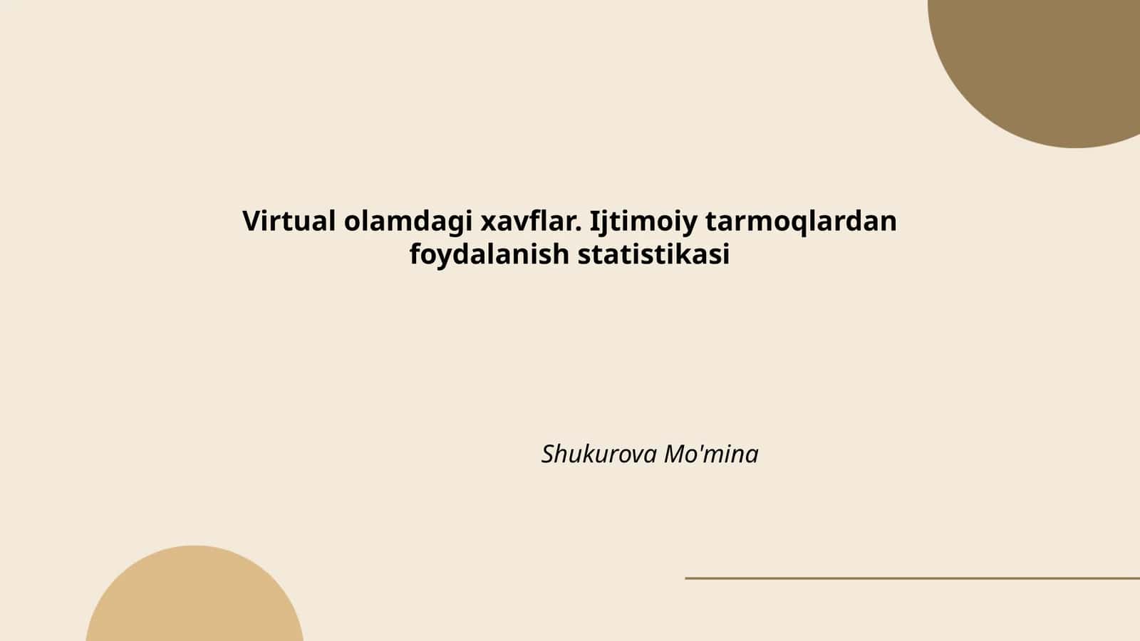 Virtual olamdagi xavflar. Ijtimoiy tarmoqlardan foydalanish statistikasi