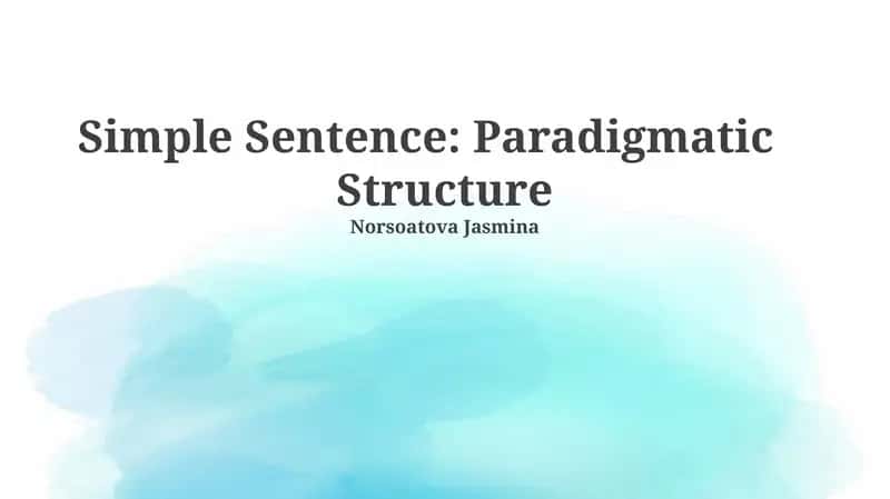 Simple Sentence: Paradigmatic Structure